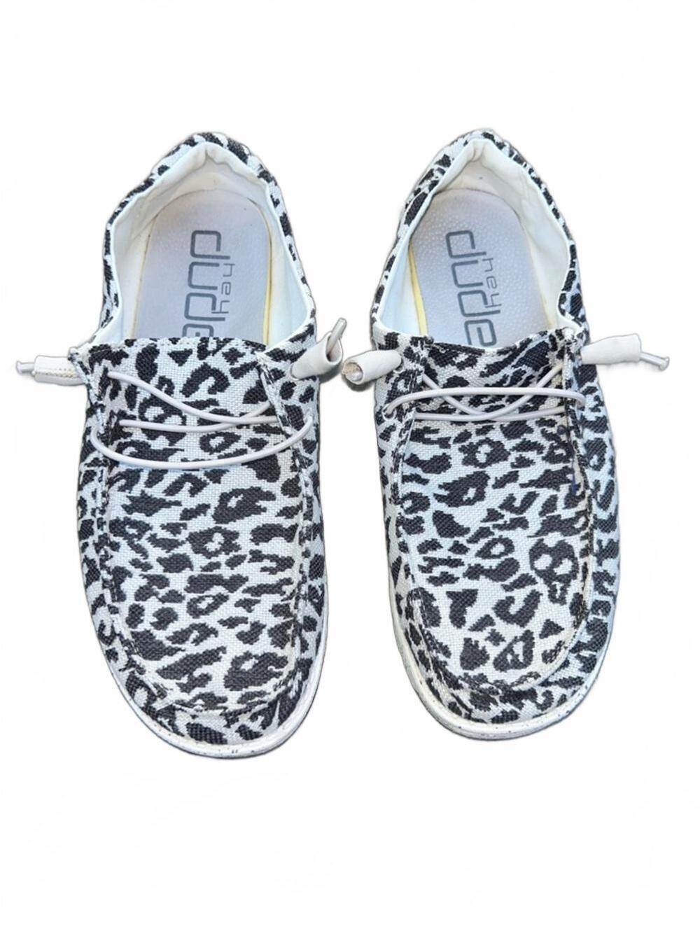 Hey Dude Wendy Slip-On Sneakers Black Ivory Leopard Print | Women’s Size 11 UK9